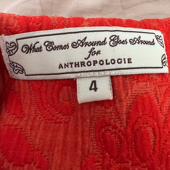 Orange Brocade What Goes Around Comes Around for Anthropologie Dress size 4 - Picture 6 of 11